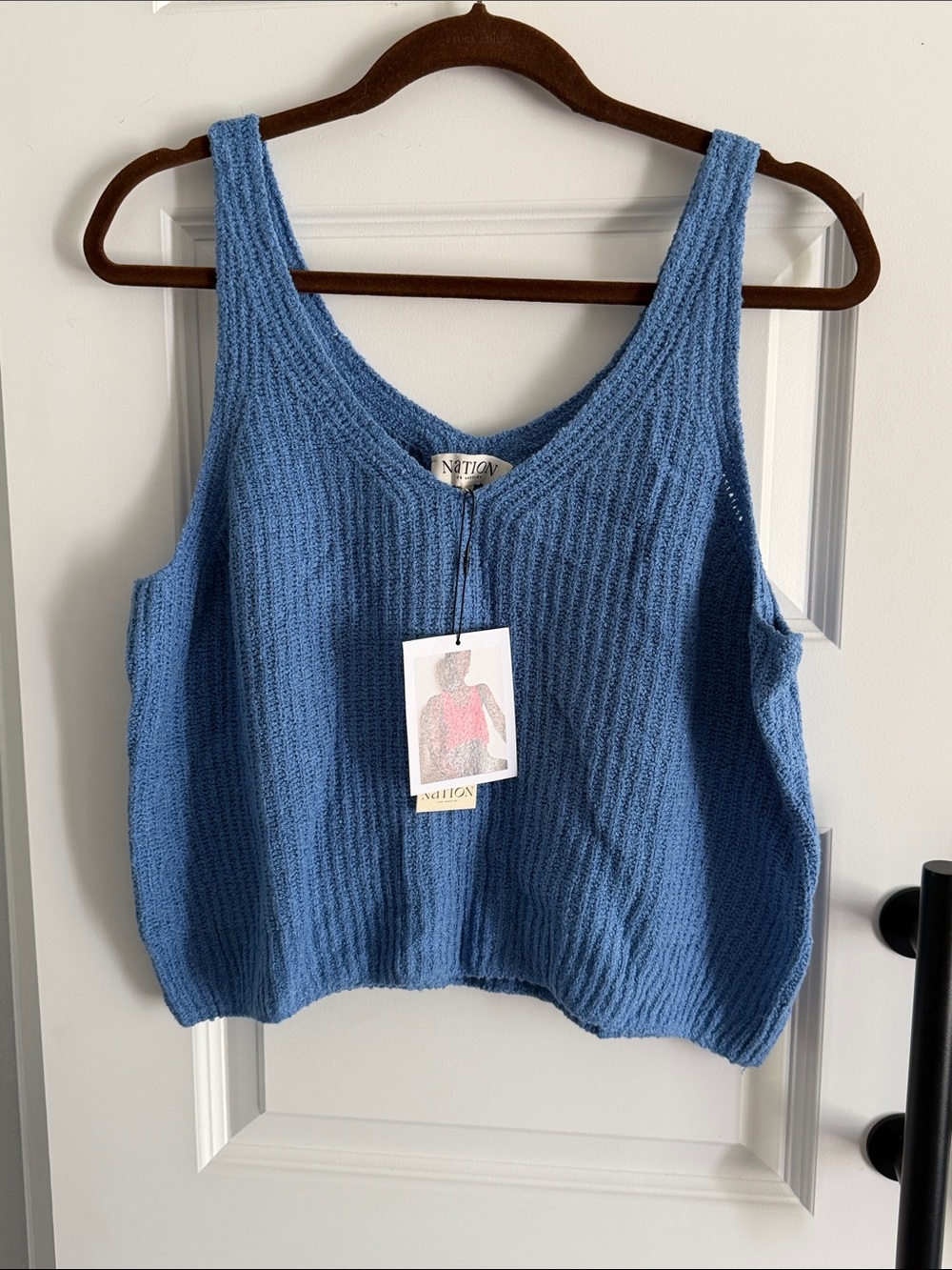 Anthropologie Nation Los Angeles‎ Blue Knit Tank Top XXL